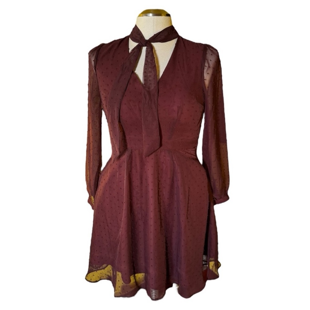 Modcloth NWT Plum Long Sleeve Apogee of Elegance A-Line Dress
